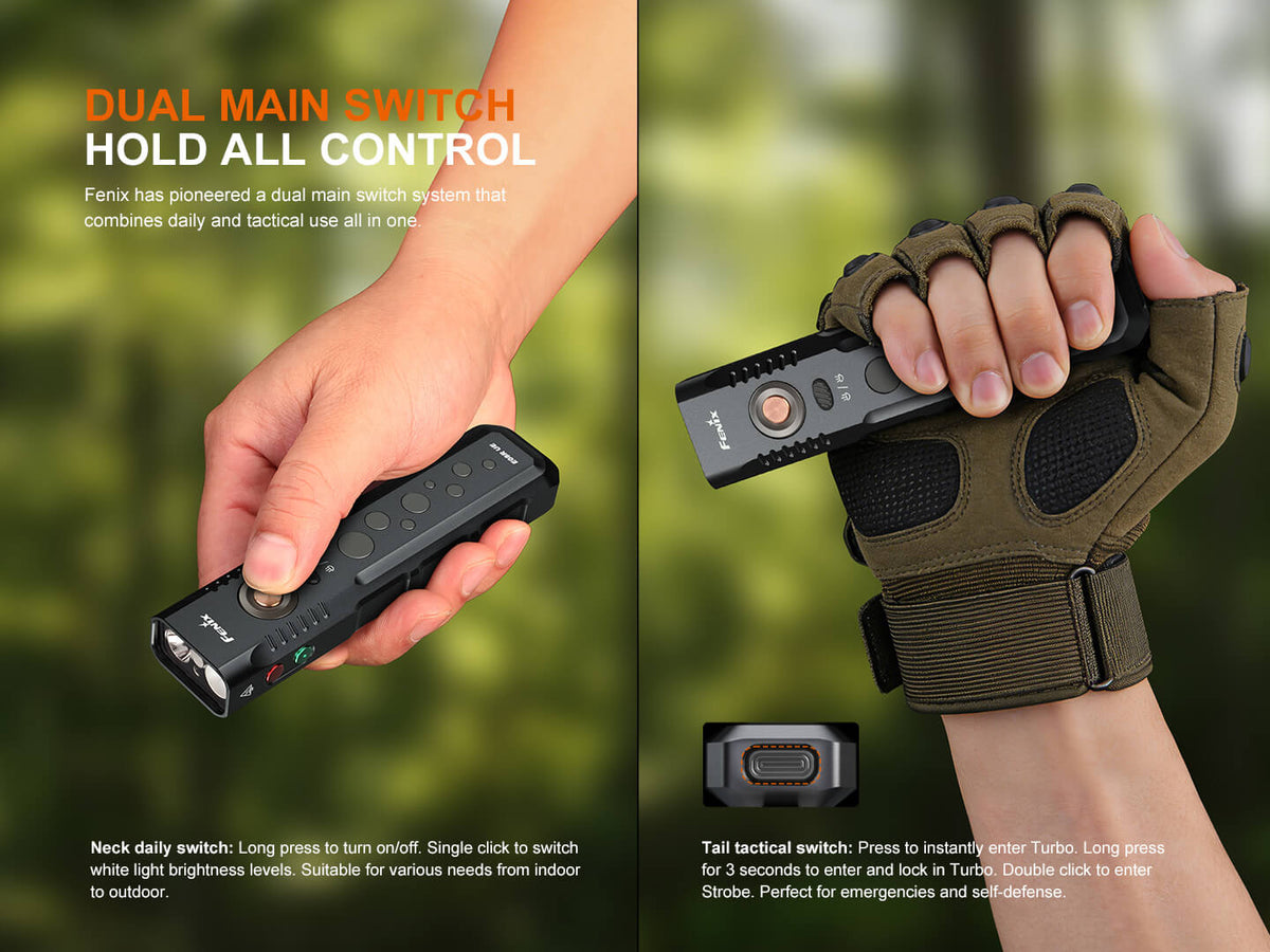 Fenix E08R UE Multi-Light EDC Flashlight With Red Light &amp; Green Laser