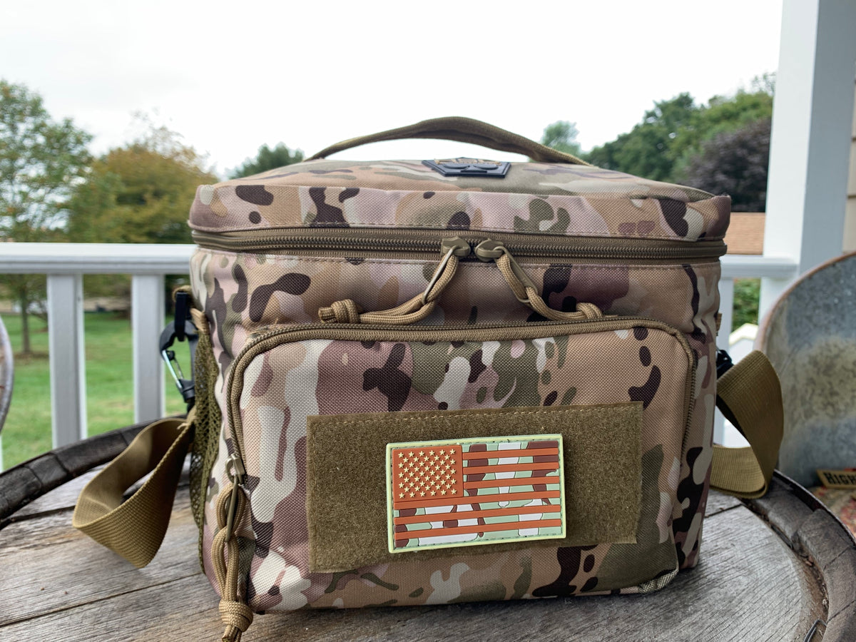 American Flag Patch camo multicam on lunch bag