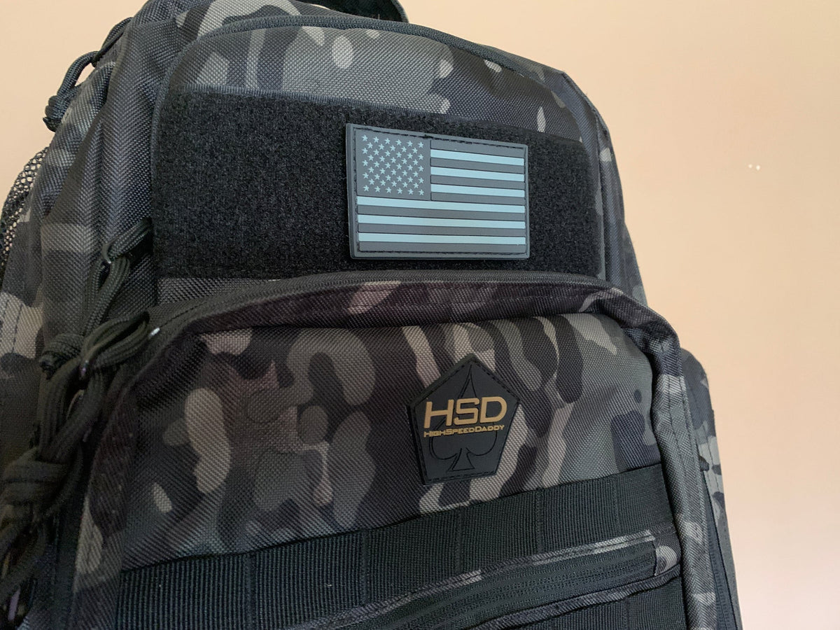 American Flag Patch subdued grey on hsd backpack