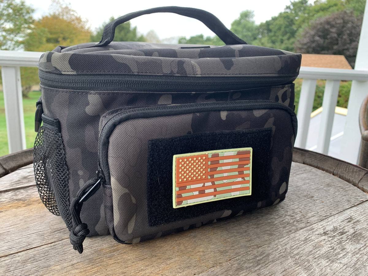 American Flag Patch camo multicam on lunch bag
