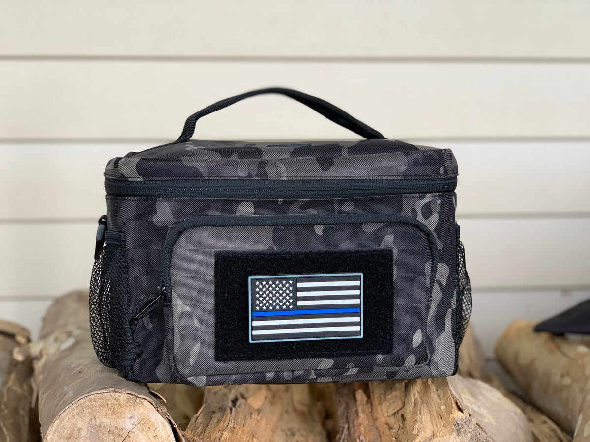 American Flag Patch thin blue line on lunch bag