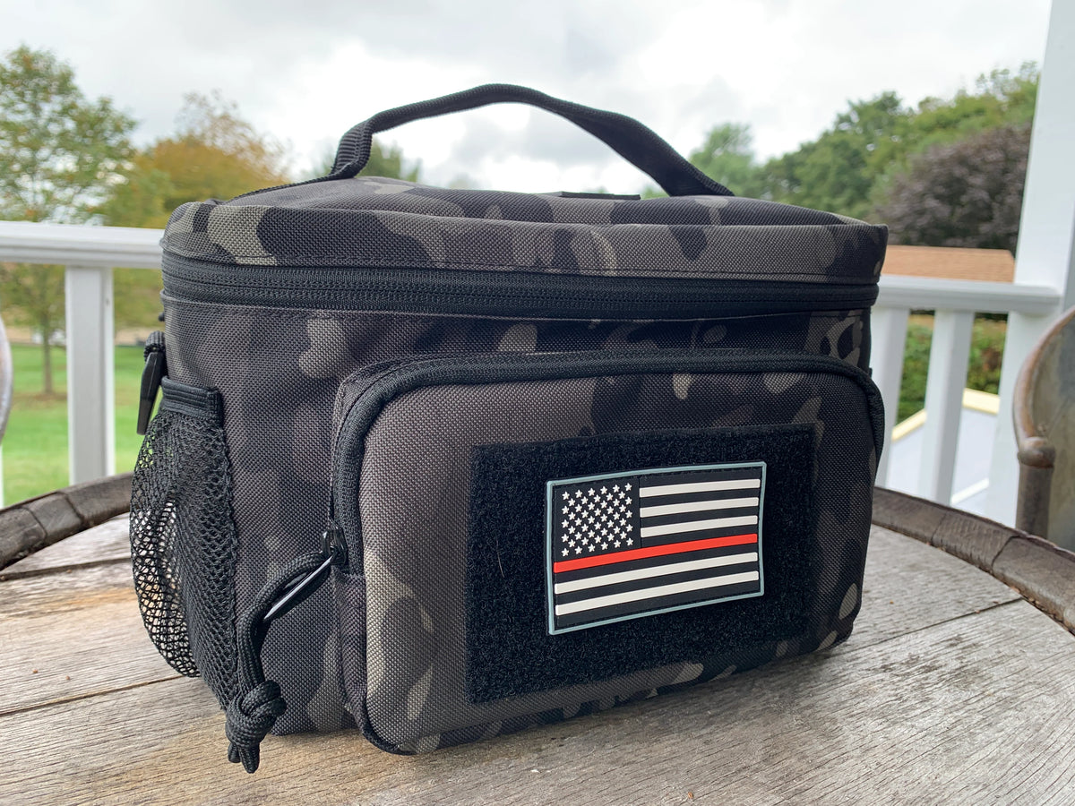 American Flag Patch thin red line on lunch bag